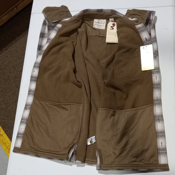 Weatherproof Vintage Men’s Fleece Shirt Jacket Tan/White | Small - Picture 3 of 5